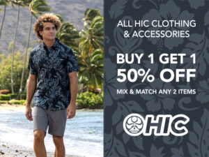 Buy 1 Get 1 50% Off All HIC Clothing & Accessories